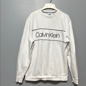 Calvin Klein White Crewneck Sweater Minimalist Design